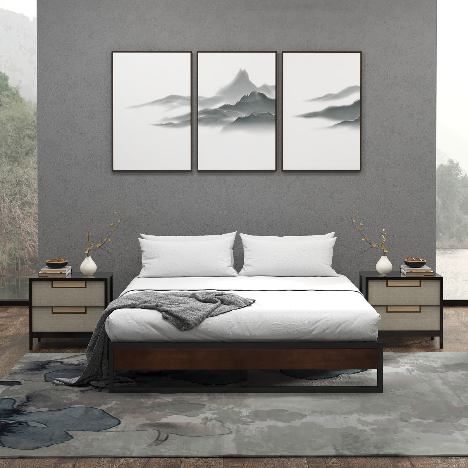 Sorrento Metal and Wood bed base - King Single-1927503923975950338