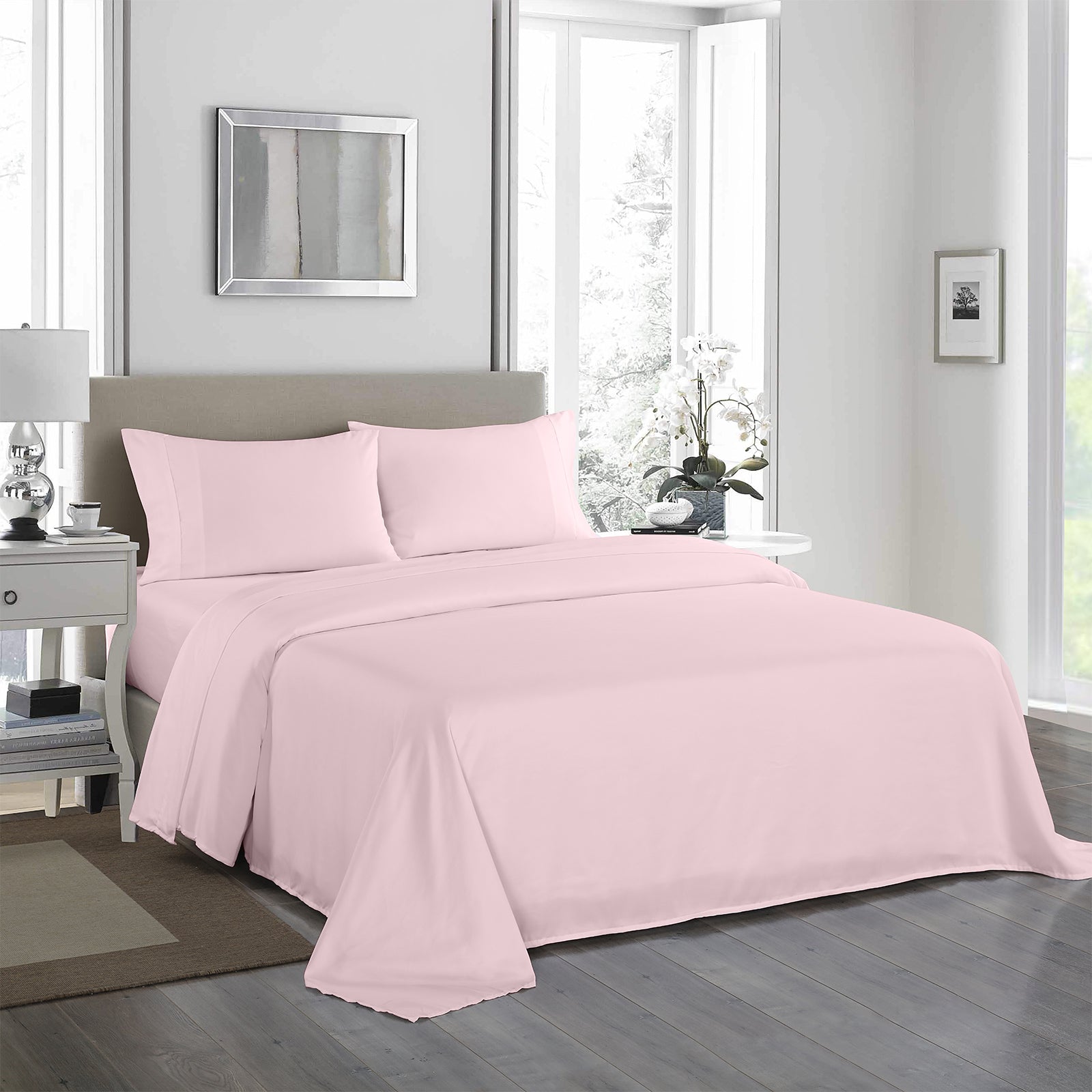Royal Comfort - 1200TC Ultrasoft 4 Pc Sheet Set - Double - Soft Pink-1927503904501796864
