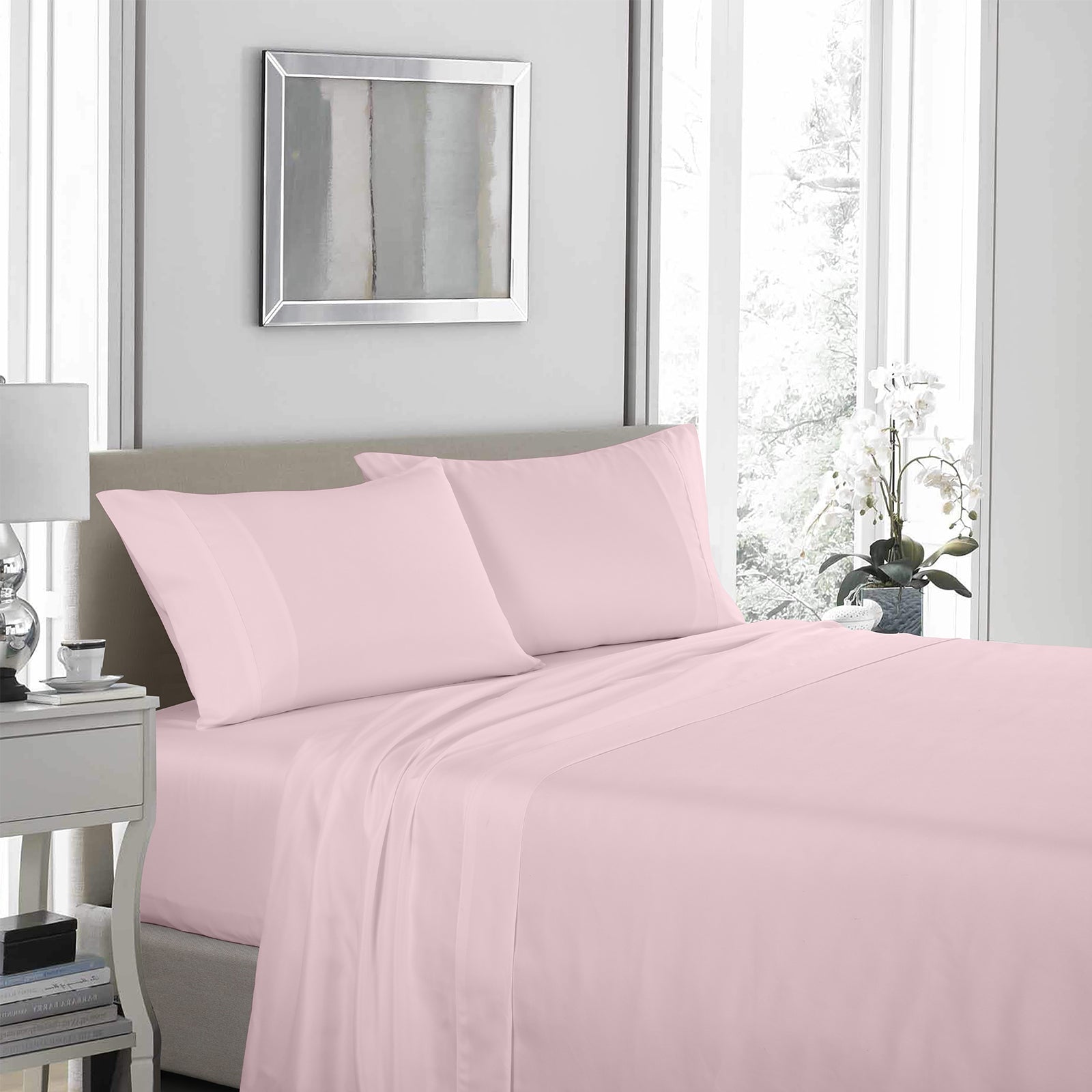Royal Comfort - 1200TC Ultrasoft 4 Pc Sheet Set - Queen - Soft Pink-1935488858967904257
