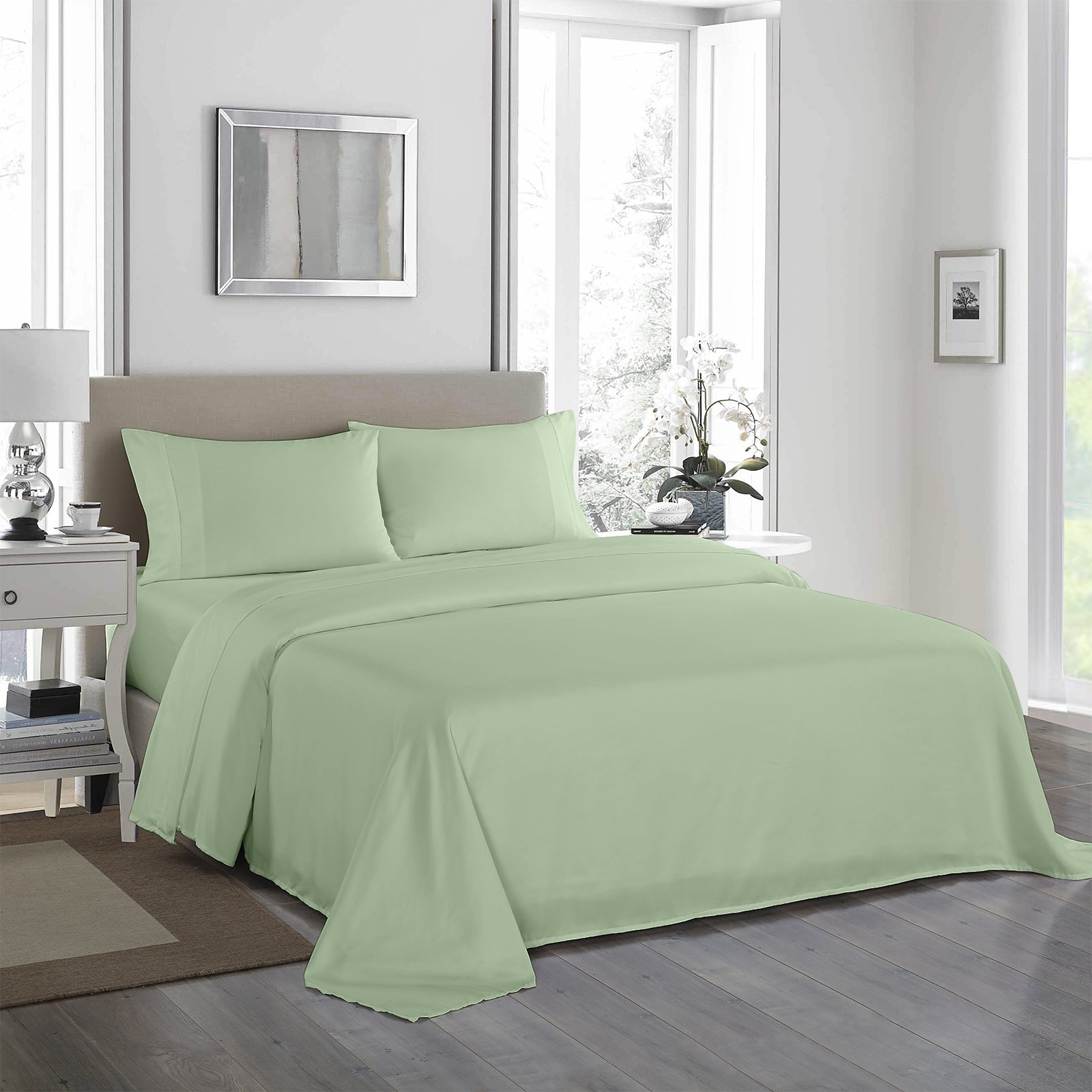 Royal Comfort - 1200TC Ultrasoft 4 Pc Sheet Set - King - Sage Green-1943465031039586304