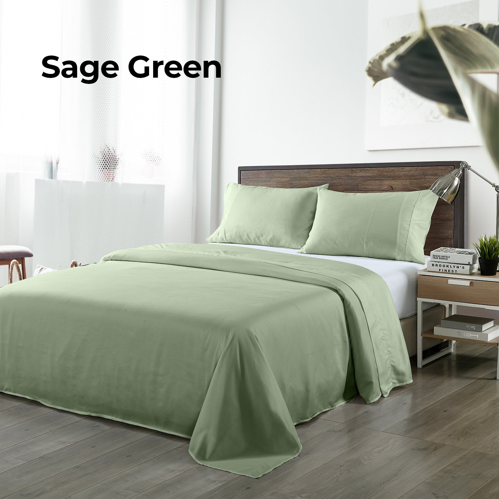 Royal Comfort Blended Bamboo Sheet Set Sage Green - Queen-1940198427698794500