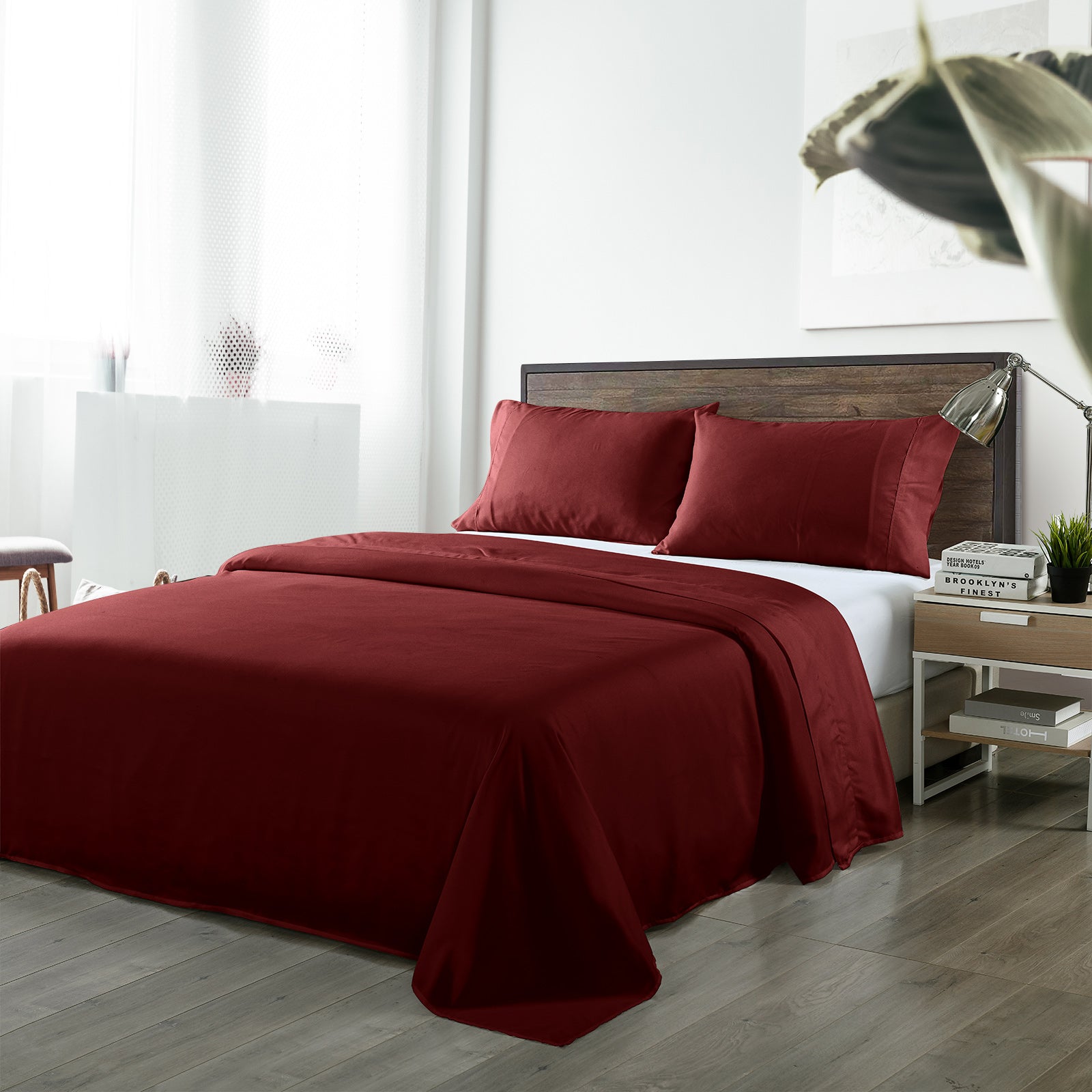 Royal Comfort Blended Bamboo Sheet Set Malaga Wine - Queen-1927503906955464704