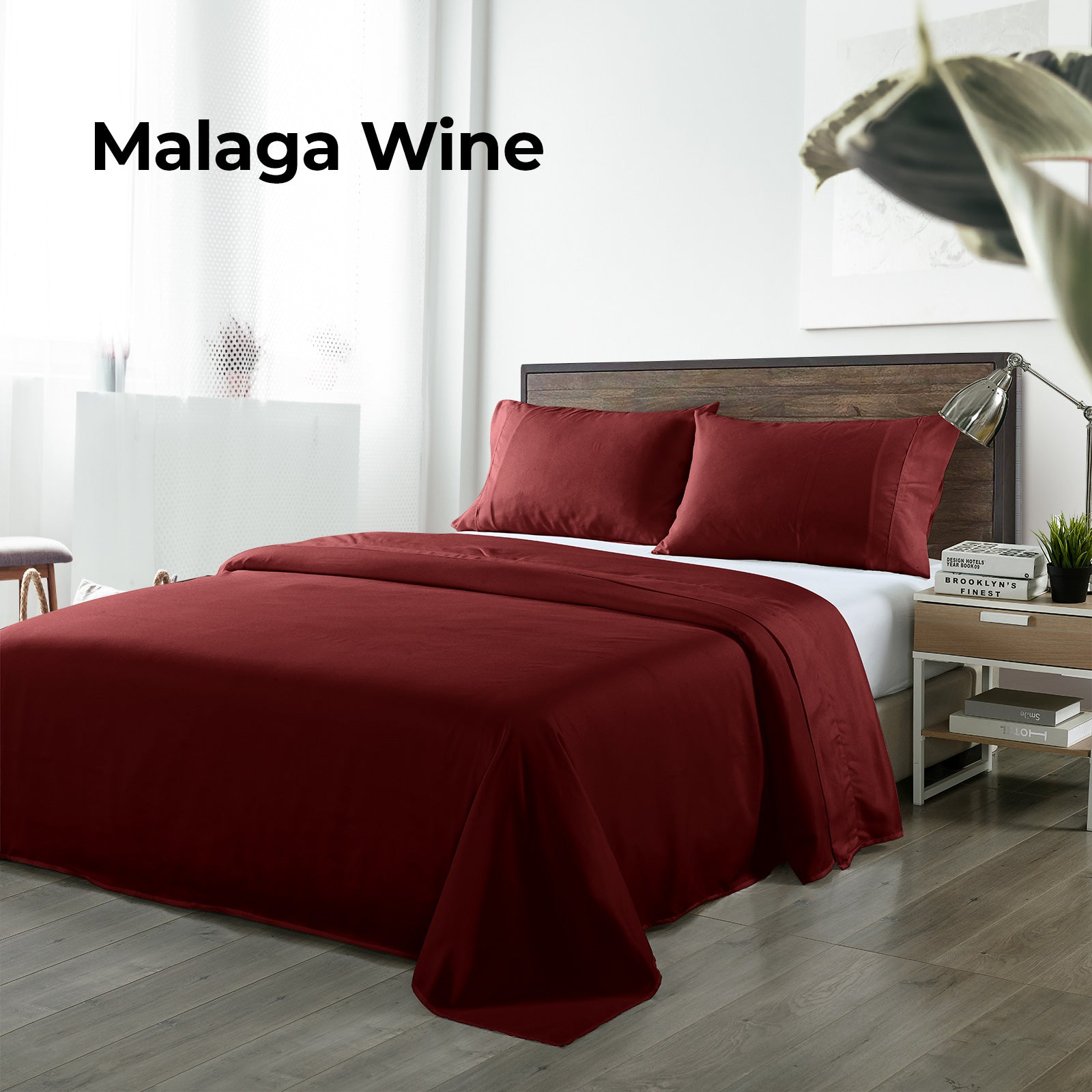 Royal Comfort Blended Bamboo Sheet Set Malaga Wine - Queen-1927503906955464708