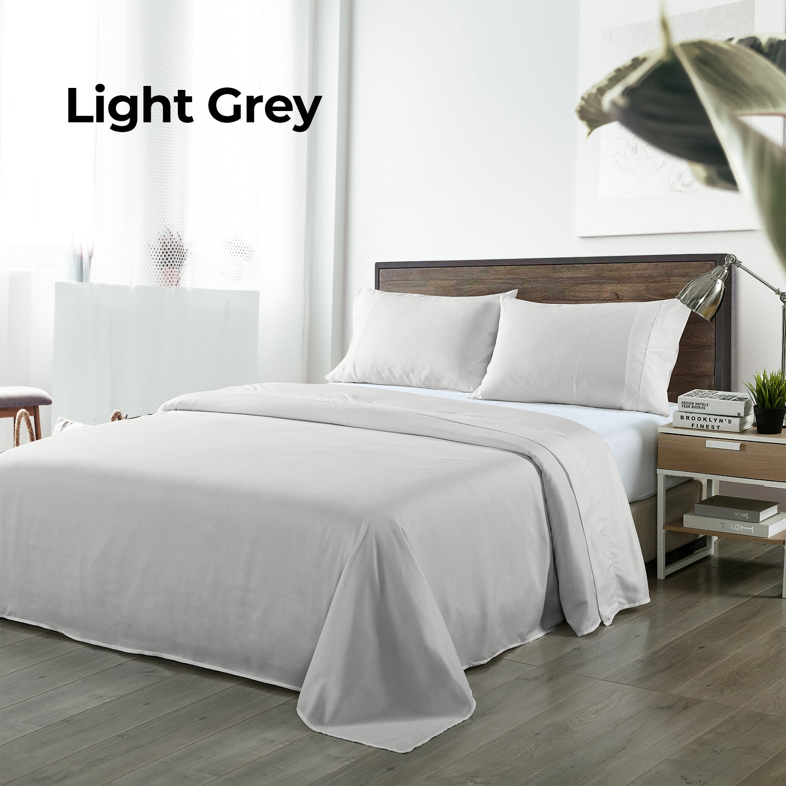 Royal Comfort Blended Bamboo Sheet Set Light Grey - Queen-1943465031224135684
