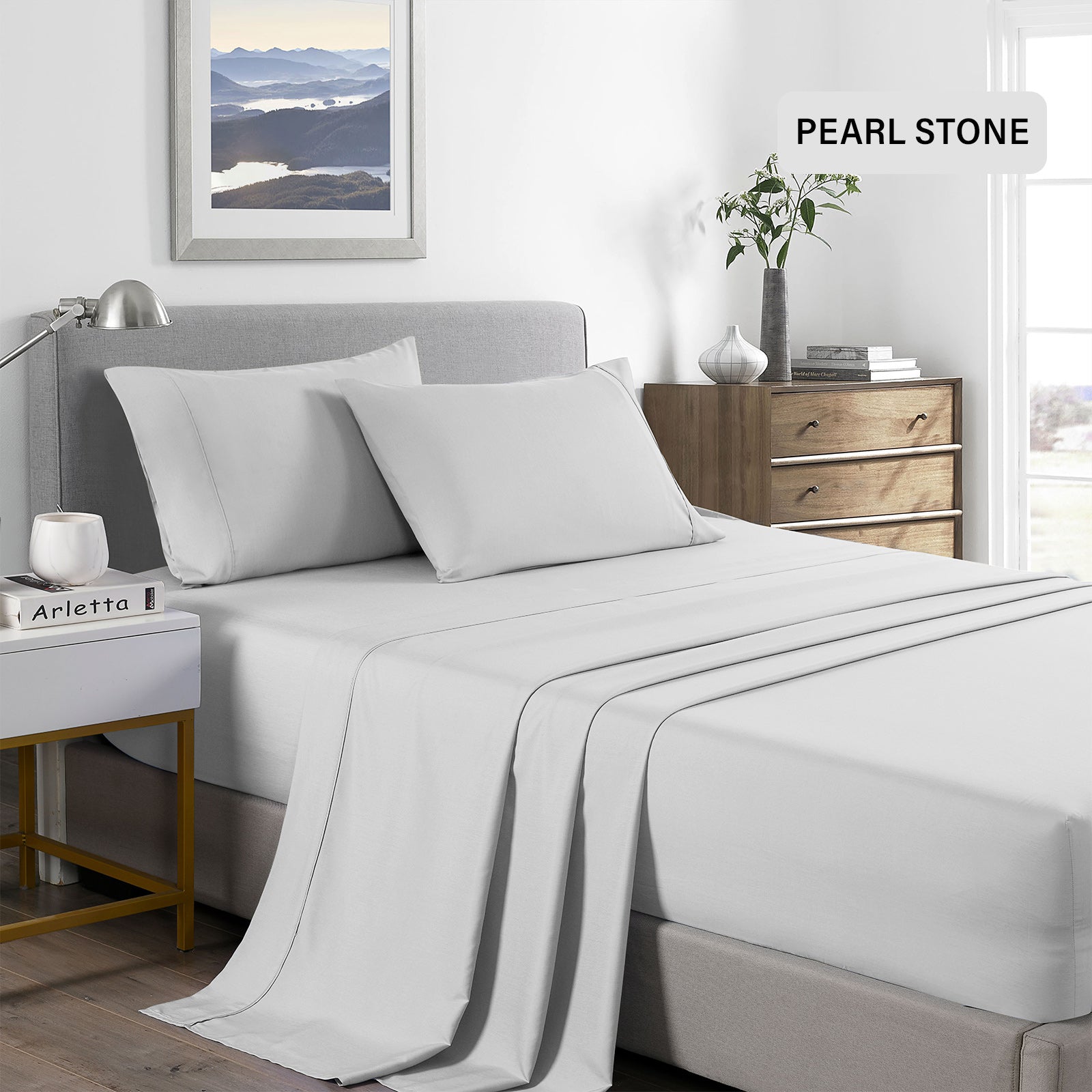 Royal Comfort Bamboo Cooling 2000TC Sheet Set Queen - Pearl Stone-1927503909878894596