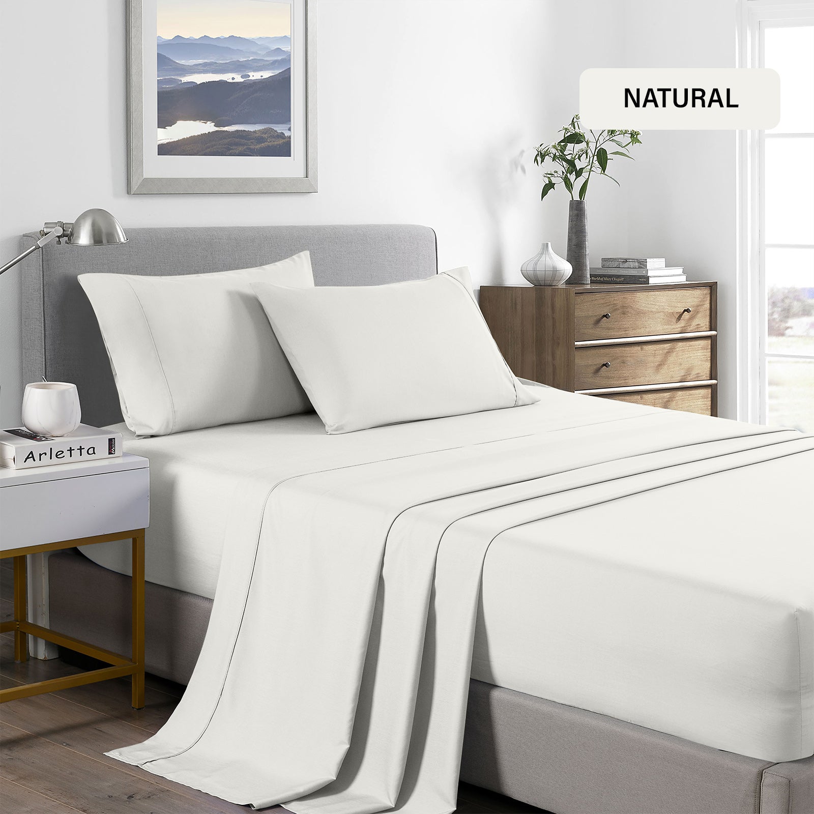 Royal Comfort Bamboo Cooling 2000TC Sheet Set King - Natural-1927503910726144004