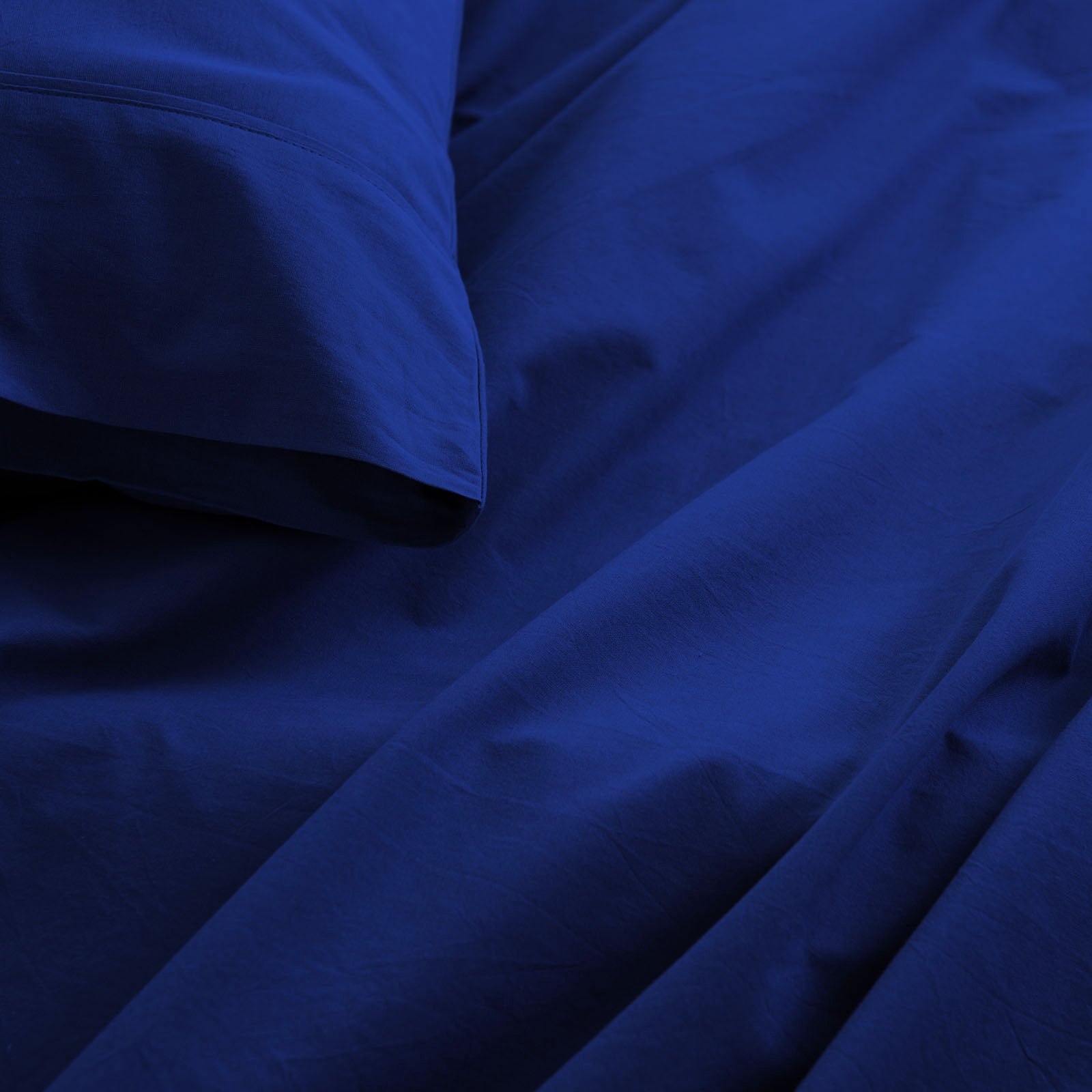 Royal Comfort Vintage Washed 100 % Cotton Sheet Set Single - Royal Blue-1943465032469843971