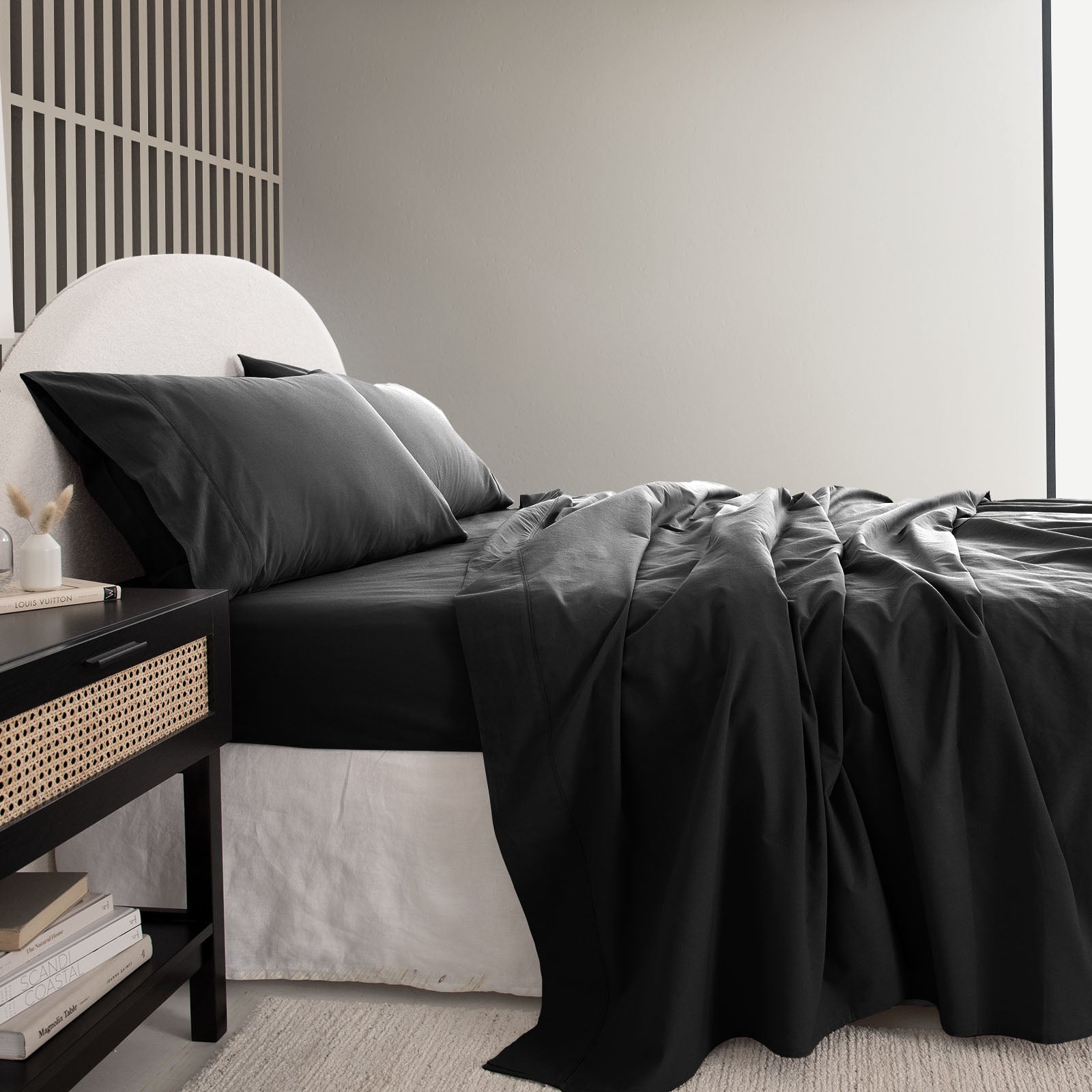 Royal Comfort Vintage Washed 100 % Cotton Sheet Set Single - Charcoal-1927503911158157314