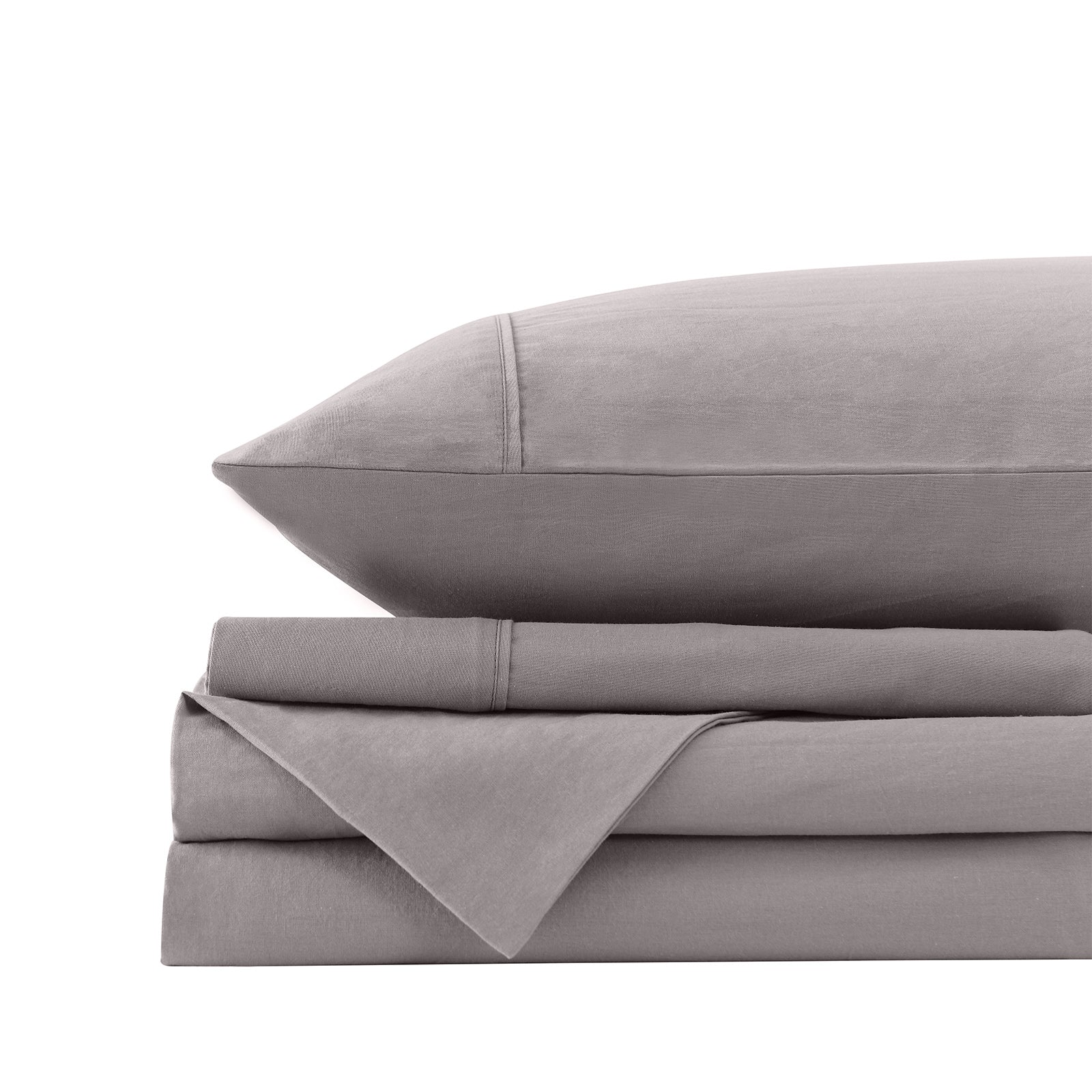 Royal Comfort Vintage Washed 100 % Cotton Sheet Set Single - Grey-1927503911317540869