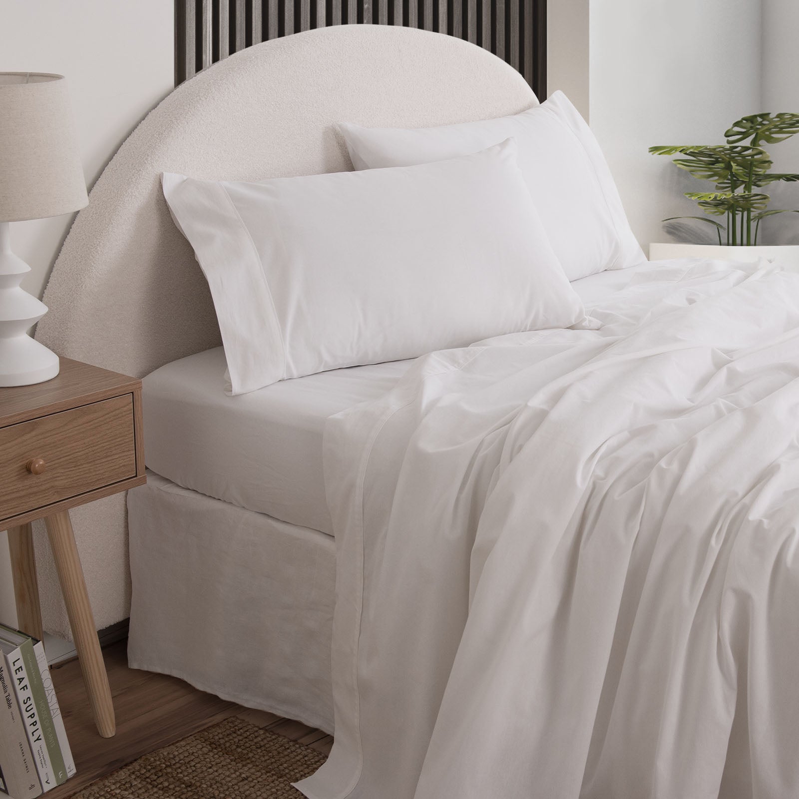 Royal Comfort Vintage Washed 100 % Cotton Sheet Set Double - White-1927503911653085184