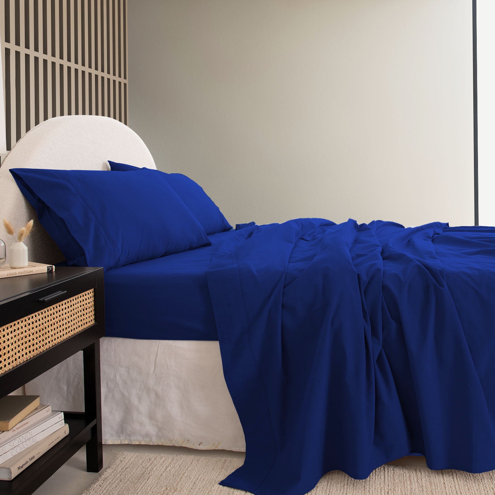 Royal Comfort Vintage Washed 100 % Cotton Sheet Set Double - Royal Blue-1927503911808274434