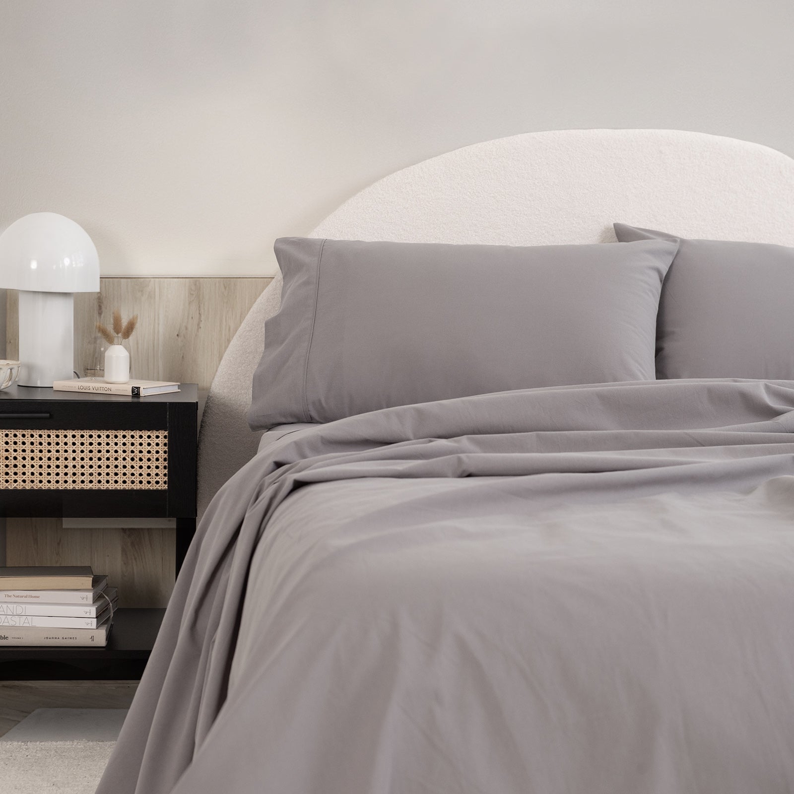 Royal Comfort Vintage Washed 100 % Cotton Sheet Set Double - Grey-1927503912106070017