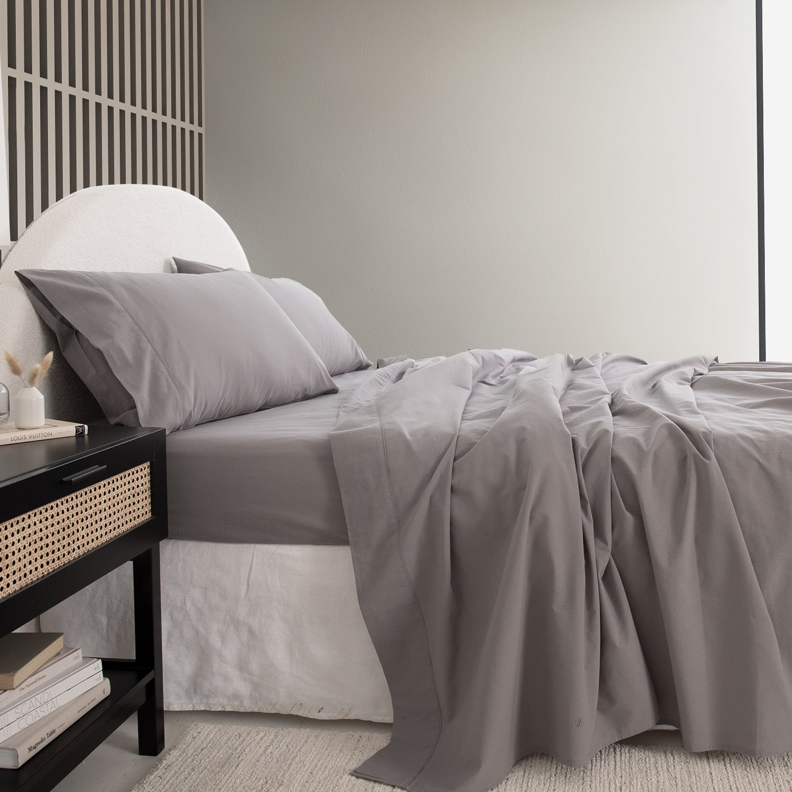 Royal Comfort Vintage Washed 100 % Cotton Sheet Set Double - Grey-1927503912106070018