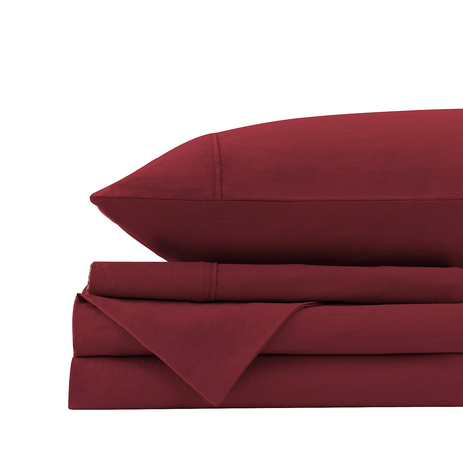 Royal Comfort Vintage Washed 100 % Cotton Sheet Set Double - Mulled Wine-1927503912248676357