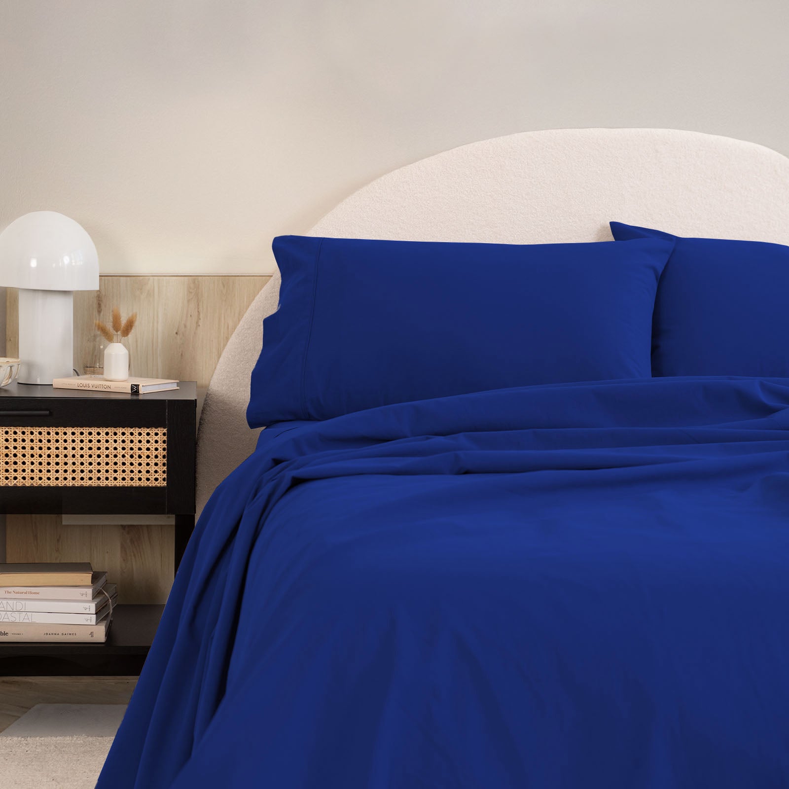 Royal Comfort Vintage Washed 100% Cotton Sheet Set Queen - Royal Blue-1927503912546471937