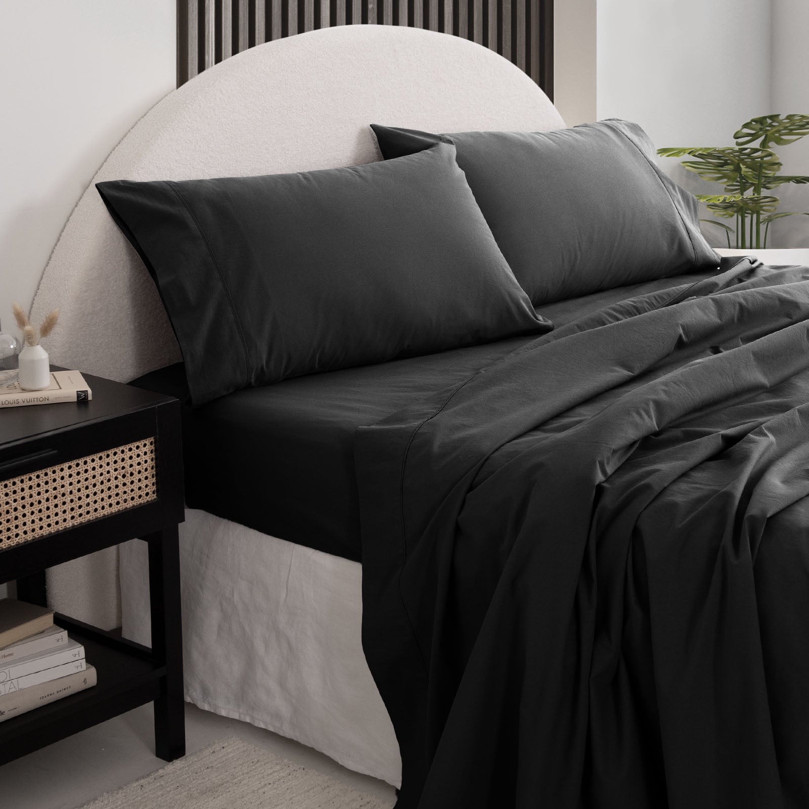 Royal Comfort Vintage Washed 100% Cotton Sheet Set King - Charcoal-1927503913431470080