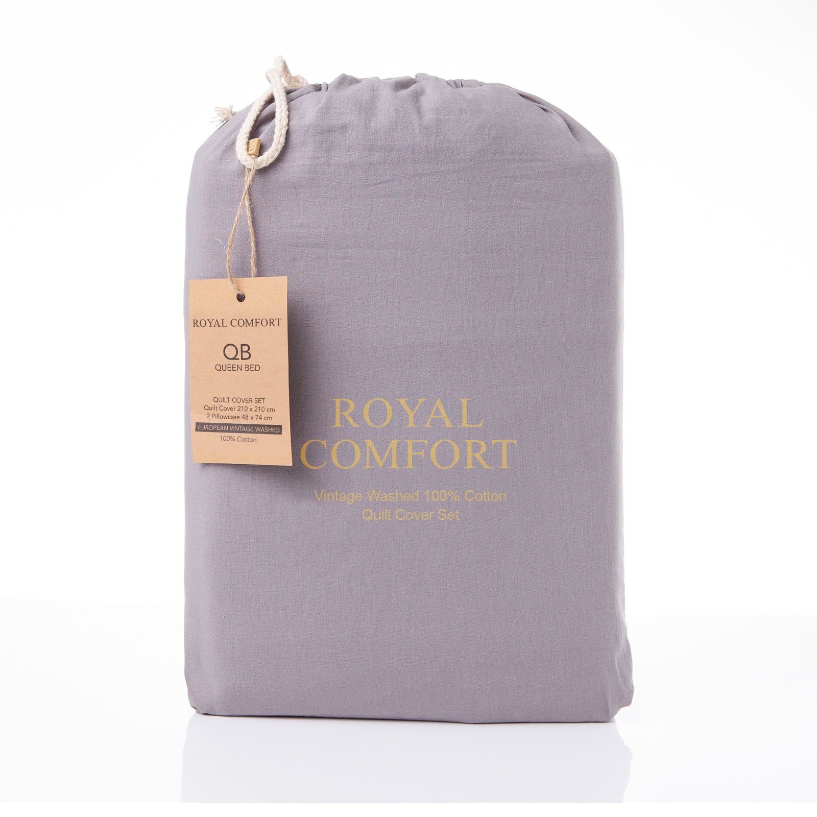 Royal Comfort Vintage Washed 100% Cotton Quilt Cover Set Bedding Ultra Soft-1927503929835393026
