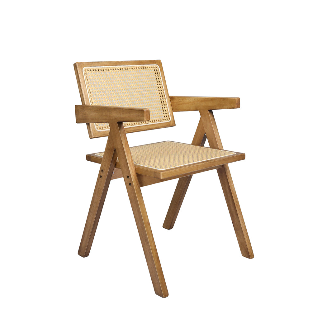 Levede 1x Dining Chair Solid Wood Rattan Natural-1910113298079158272