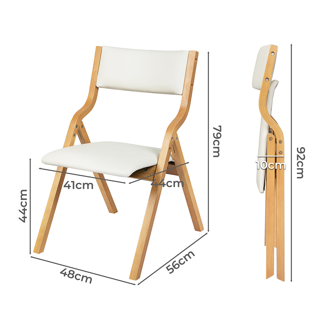 Levede 2x Dining Chairs Foldable PU Beige-1910113296992833538