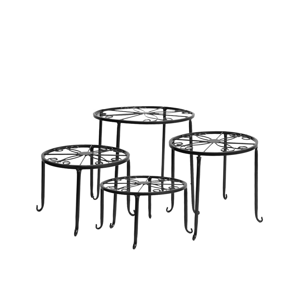 4 x Levede Metal Plant Stand Outdoor Black-1942353738408792064