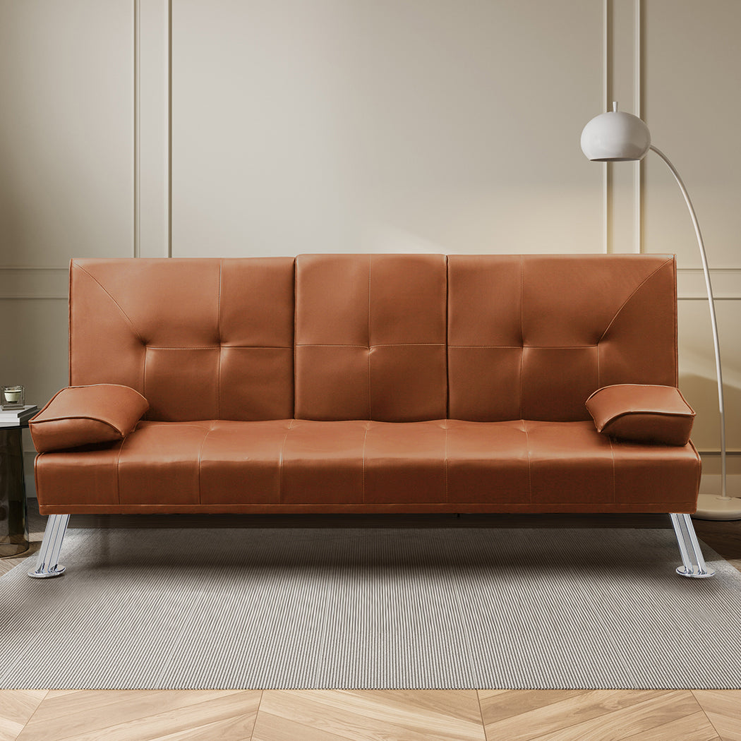 Levede Sofa Bed Adjustable Recliner Brown-1910113319998590982