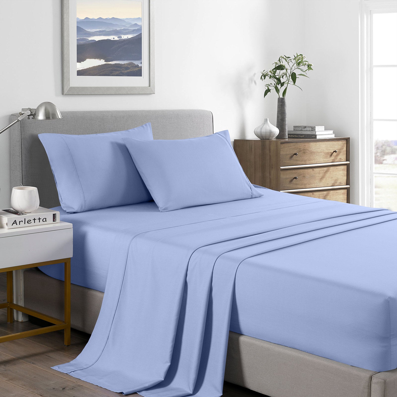 Royal Comfort Bamboo Cooling 2000TC Sheet Set - King Single-Light Blue-1927503894565490688