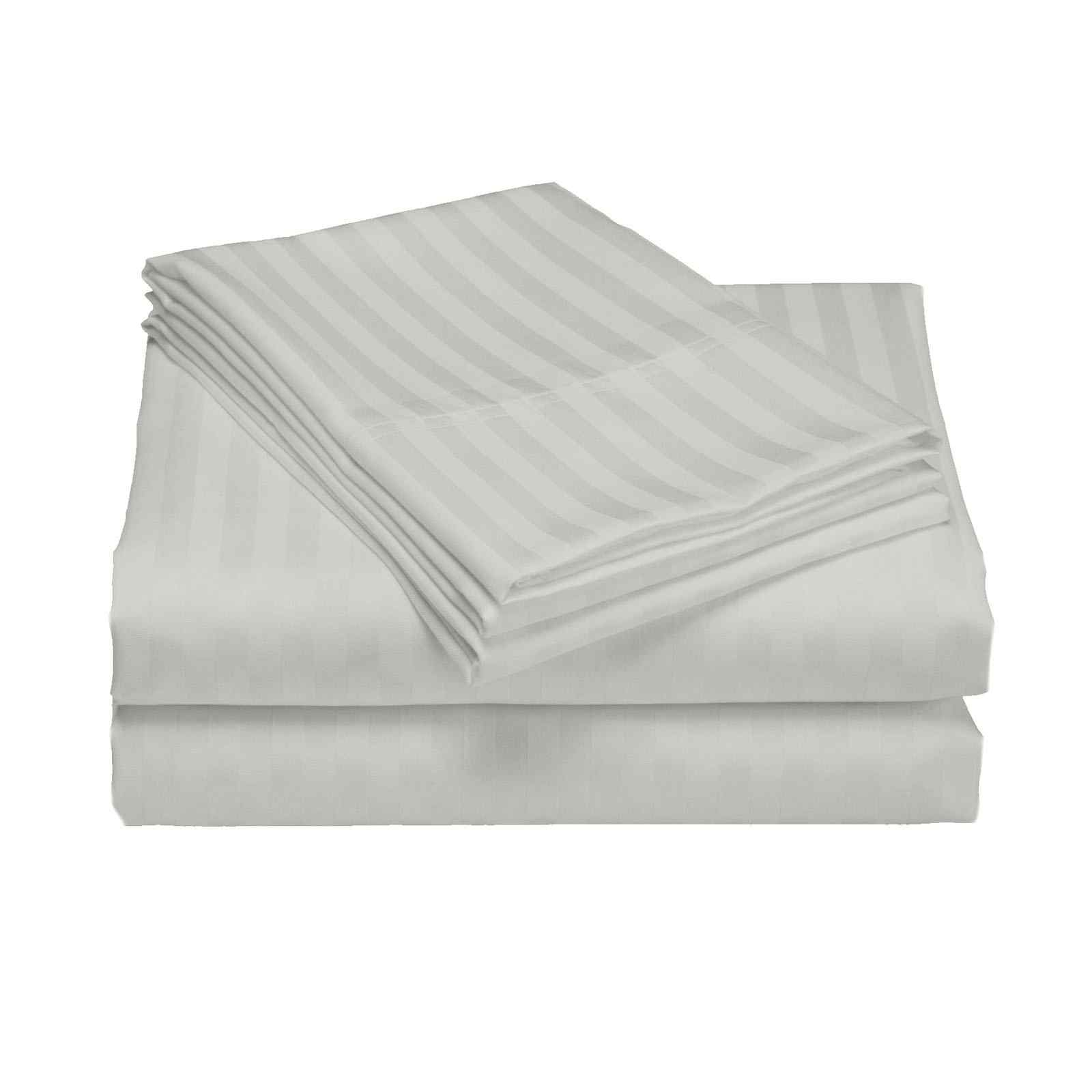 Royal Comfort 1200 Thread count Damask Stripe Cotton Blend sheet sets Queen Silver-1927503895421128707
