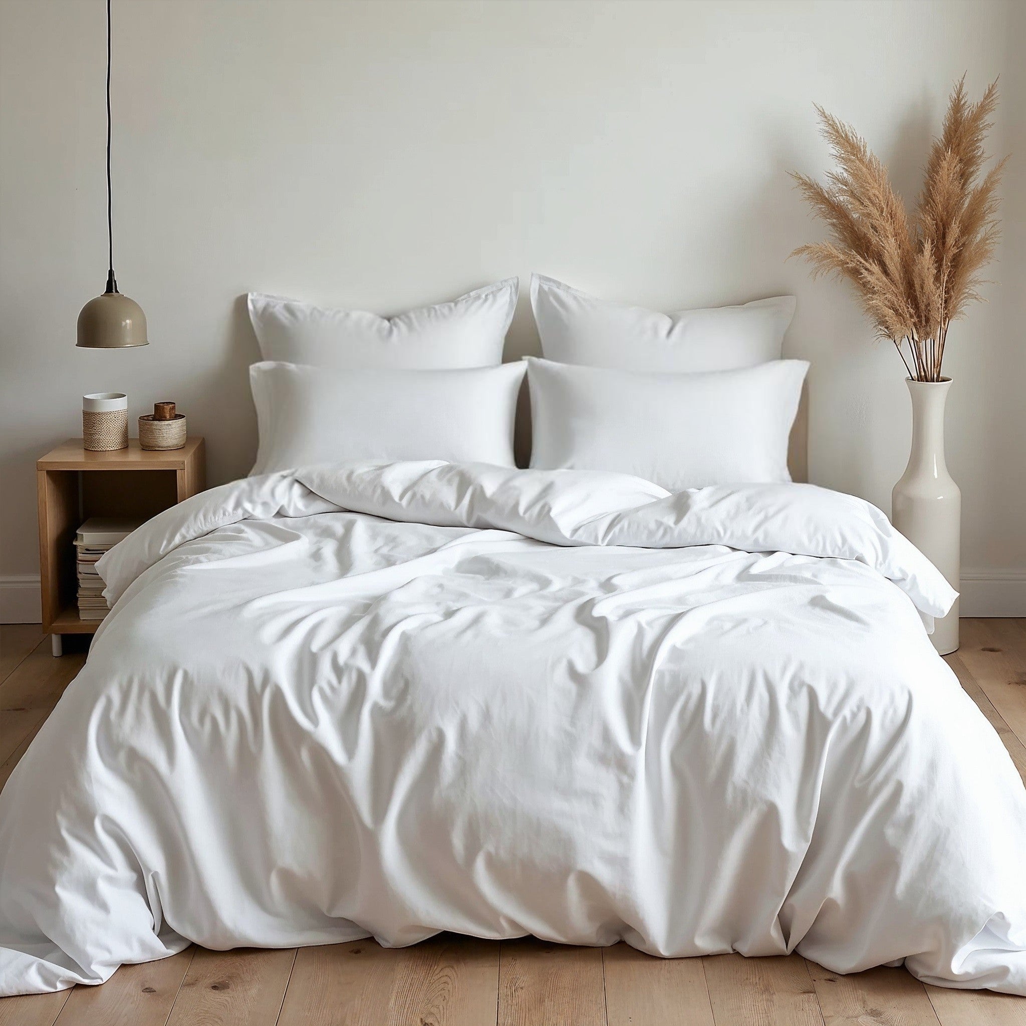 Royal Comfort 1500TC Cotton Rich Fitted 4 PC Sheet sets Queen White-1927503896108994560