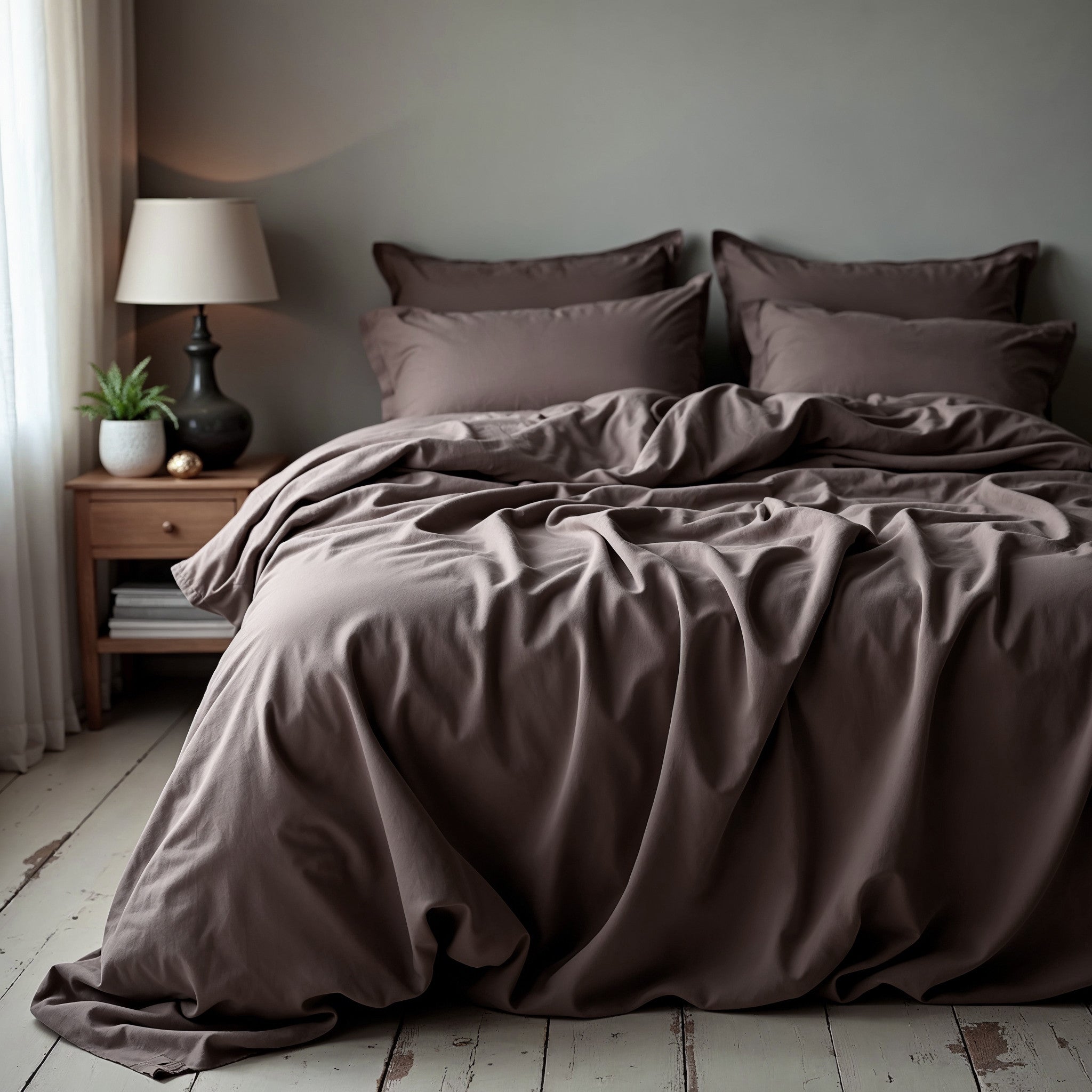 Royal Comfort 1500TC Cotton Rich Fitted 4 PC Sheet sets King Dusk Grey-1927503896406790144