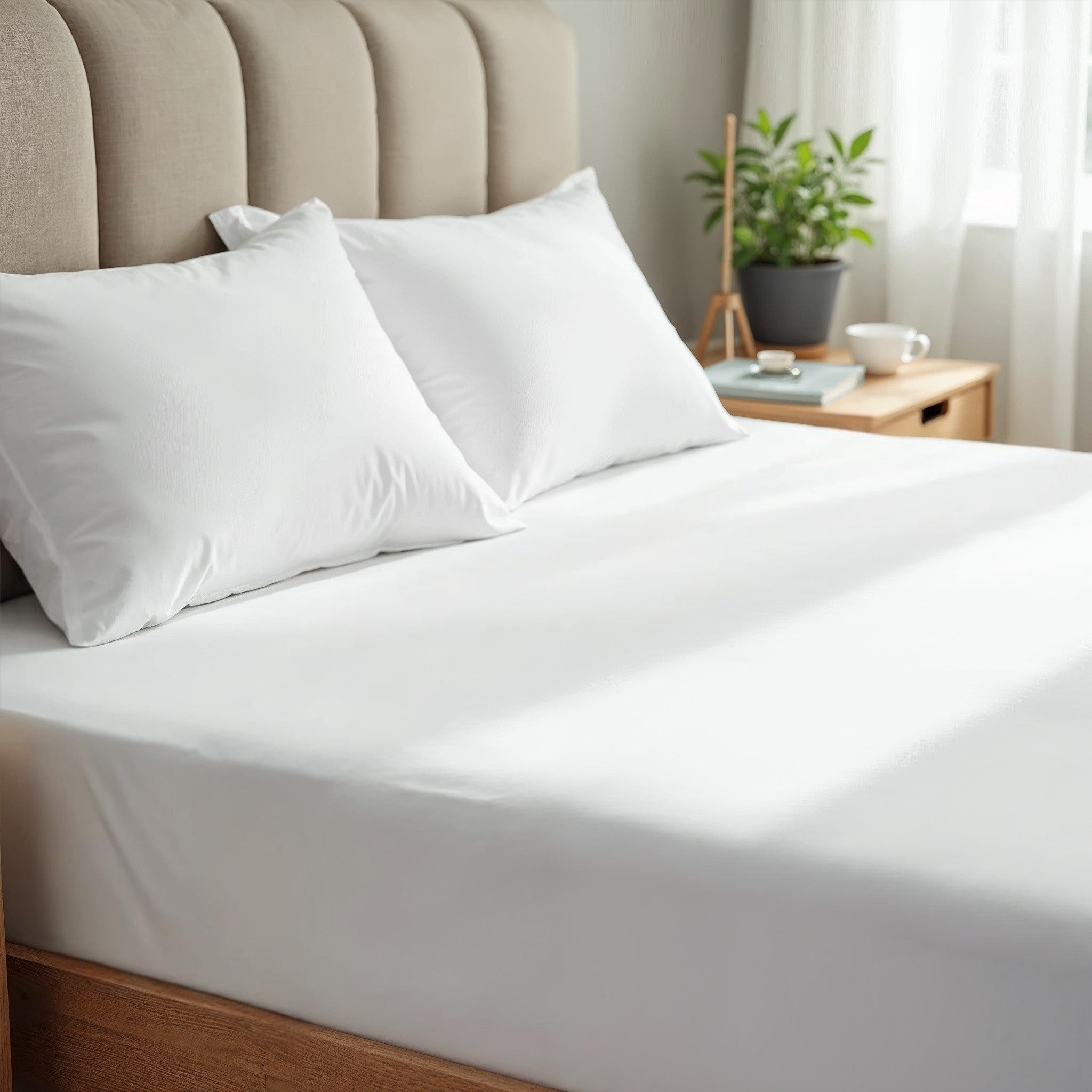 Royal Comfort 1500 TC Cotton Rich Fitted sheet 3 PC Set Double-White-1927503896859774977