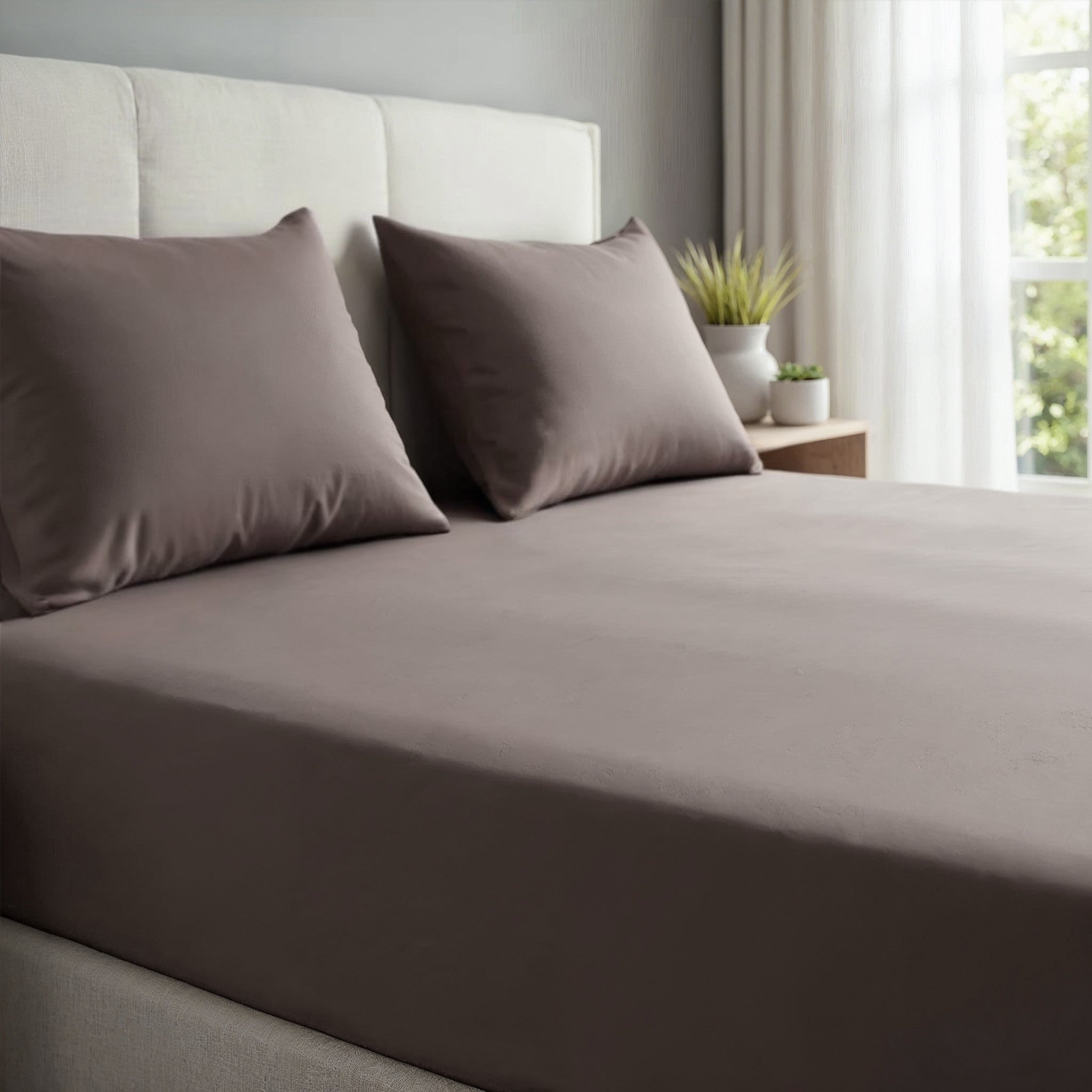 Royal Comfort 1500TC Cotton Rich Fitted sheet 3 PC Set Double-Dusk Grey-1927503897002381315