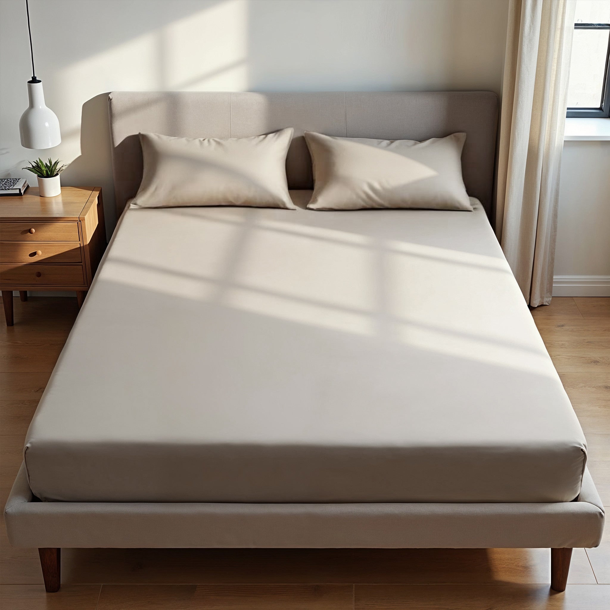 Royal Comfort 1500TC Cotton Rich Fitted sheet 3 PC Set Double-Stone-1927503897174347776