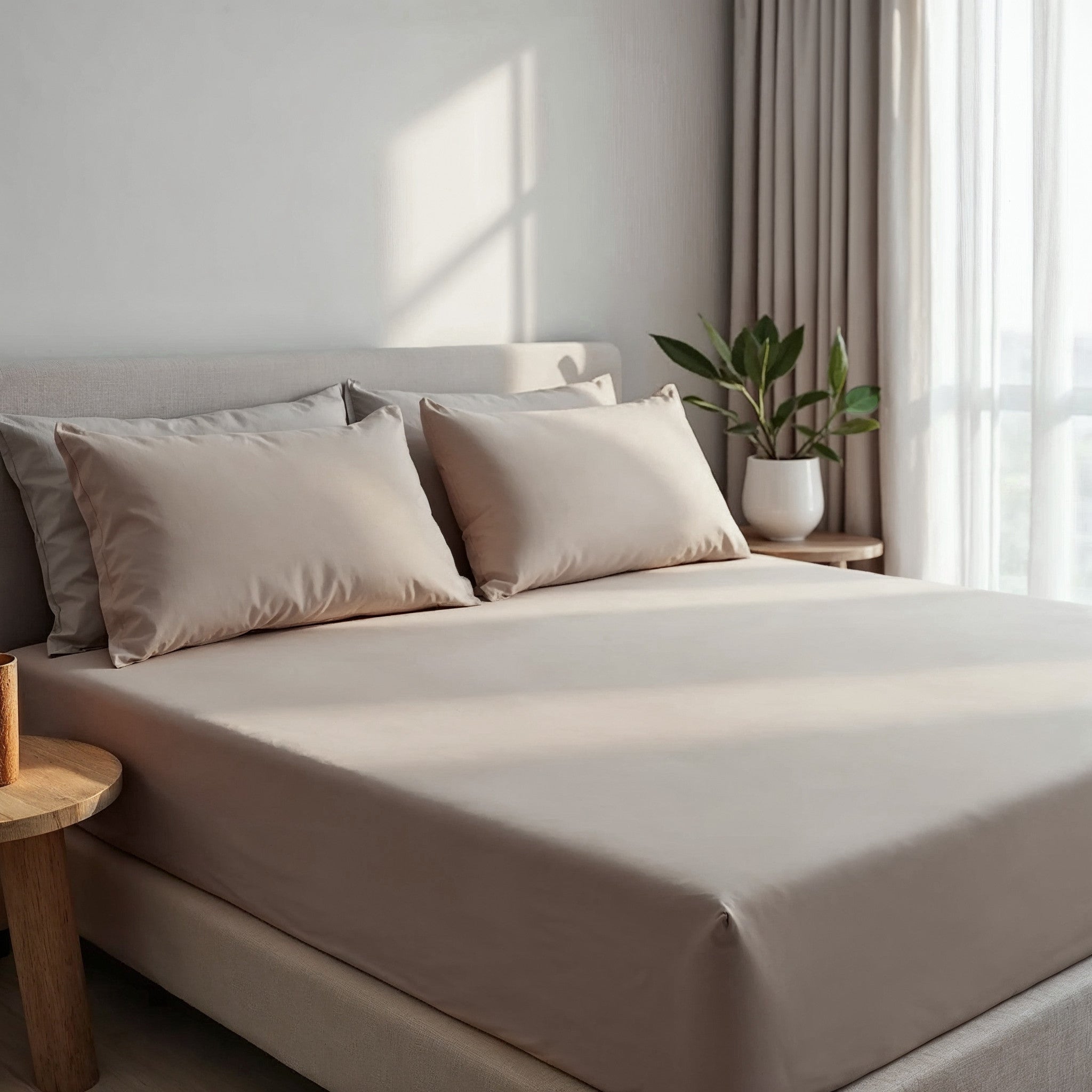 Royal Comfort 1500TC Cotton Rich Fitted sheet 3 PC Set Double-Stone-1927503897174347777