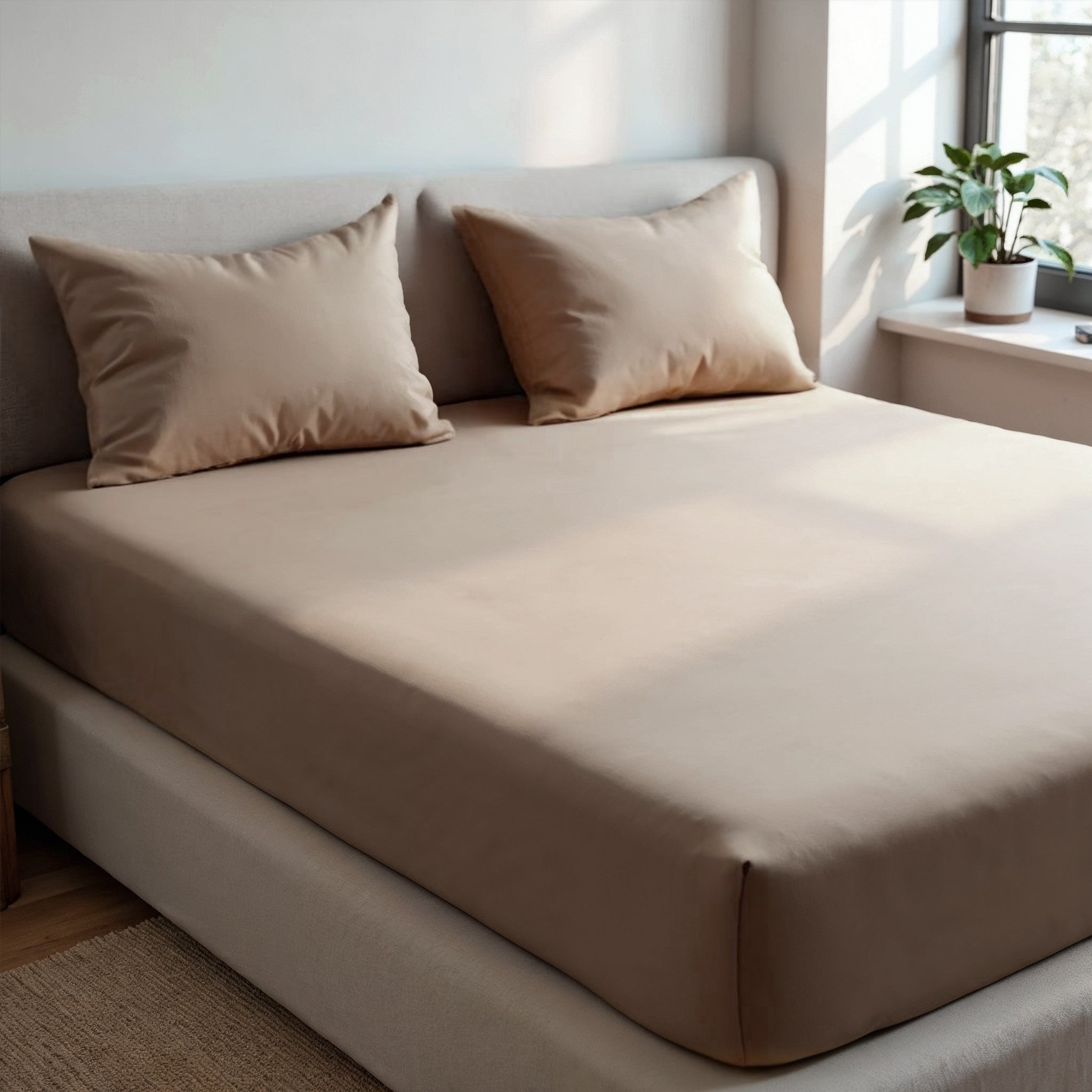 Royal Comfort 1500TC Cotton Rich Fitted sheet 3 PC Set Double-Stone-1927503897174347779