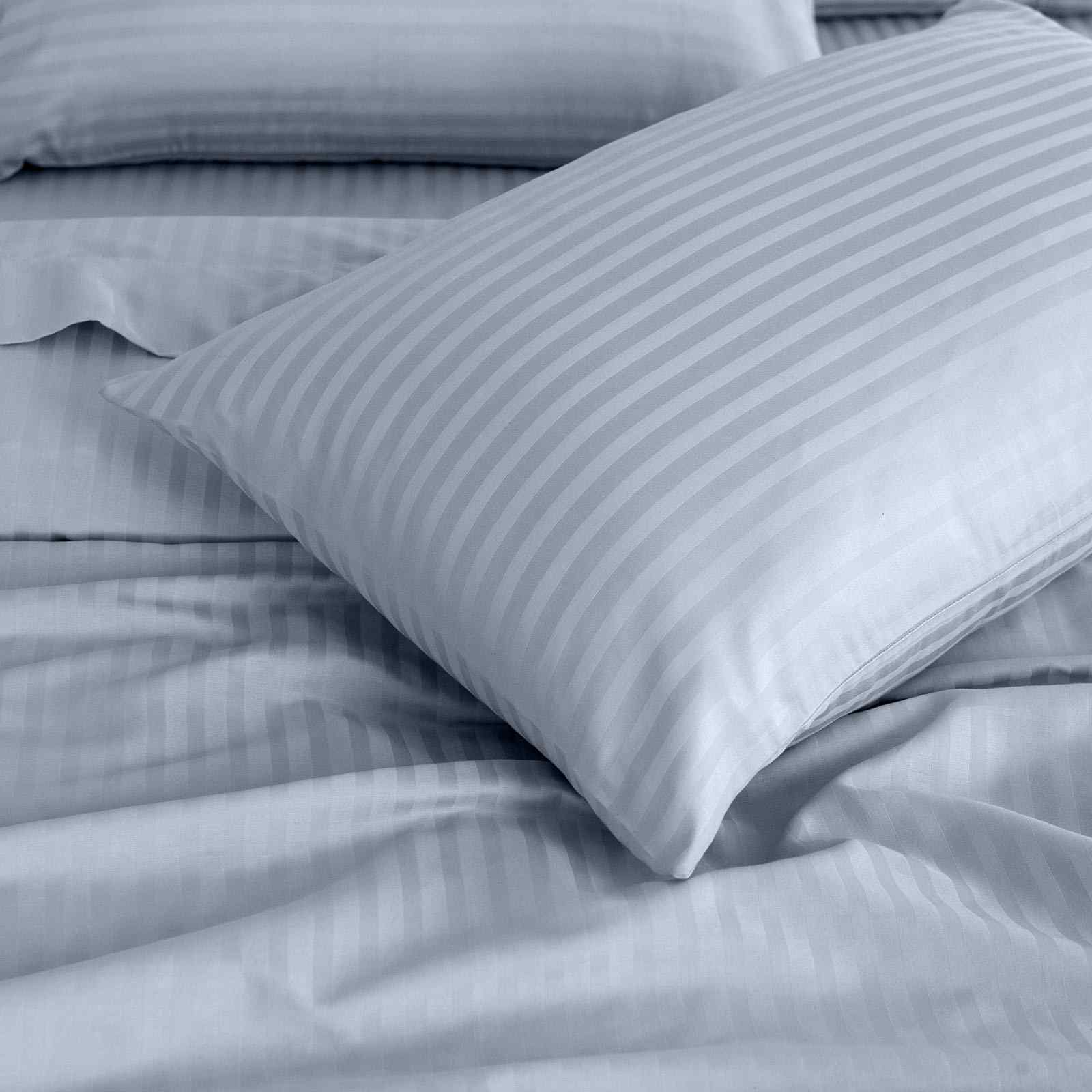 Royal Comfort 1200 Thread count Damask Stripe Cotton Blend sheet sets Queen Blue Fog-1919280808716275717