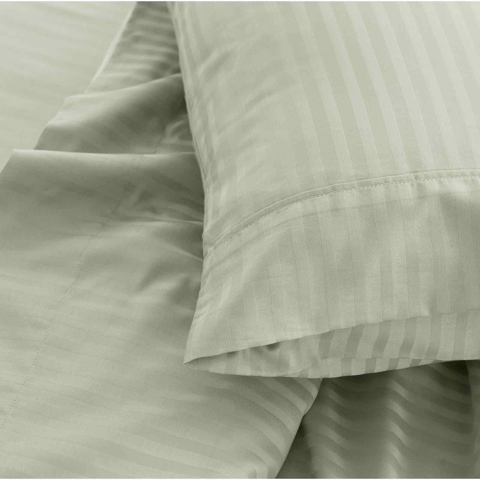Royal Comfort 1200 Thread count Damask Stripe Cotton Blend sheet sets Queen Pebble-1927503898231312389