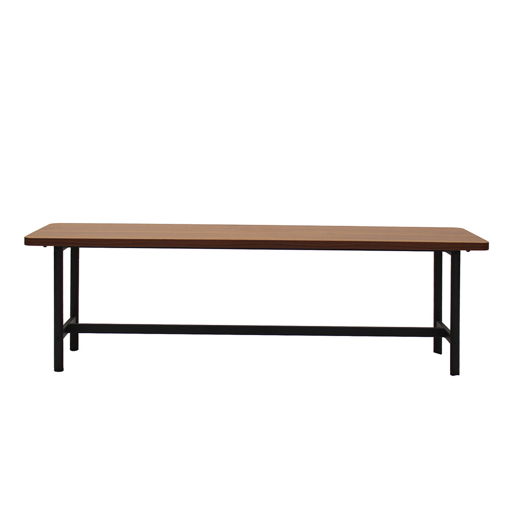 Levede 1x Dining Table +1x Bench Set Steel Home Kitchen Farmhouse Brown-1910113302315405313
