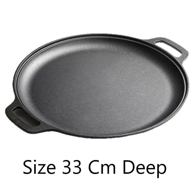 Thick Uncoated Cast Iron Flat Griddle With Twin Handles, Solid Iron Pan for Pancakes, Pork Chops & Outdoor Grilling, Multi-Stove Compatible Cookware, Christmas & Halloween Gift for Home Cooks