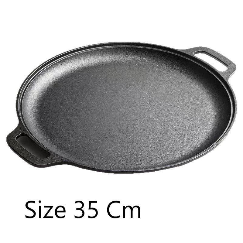 Thick Uncoated Cast Iron Flat Griddle With Twin Handles, Solid Iron Pan for Pancakes, Pork Chops & Outdoor Grilling, Multi-Stove Compatible Cookware, Christmas & Halloween Gift for Home Cooks