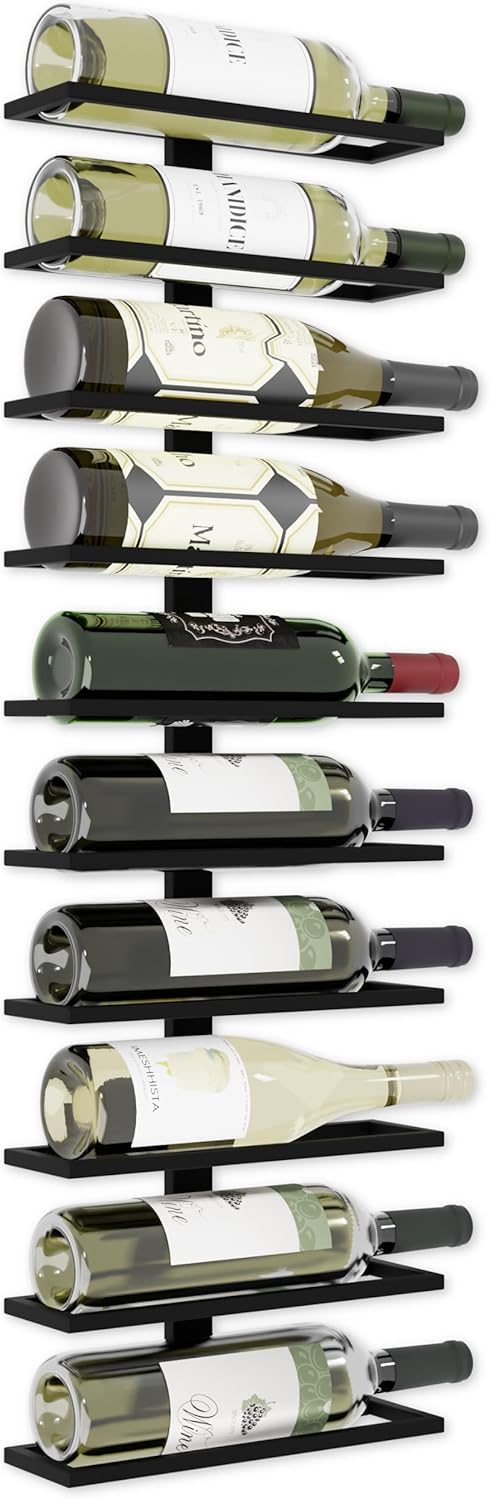 CARLA HOME Metal Wall Mount Wine Rack for Wine Bottles, Liquor, Champagne (Holds 10 Bottles)-1992735283359125504