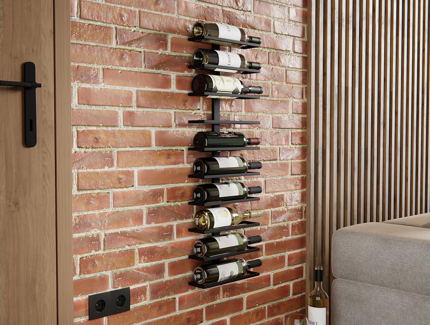 CARLA HOME Metal Wall Mount Wine Rack for Wine Bottles, Liquor, Champagne (Holds 10 Bottles)-1992735283359125507