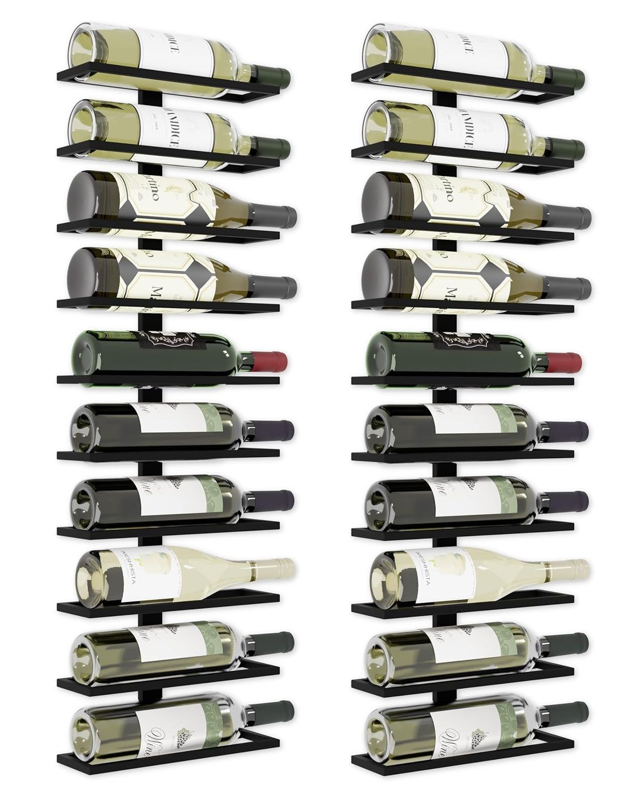 CARLA HOME Set 2 Pcs Metal Wall Mount Wine Rack for Wine Bottles, Liquor, Champagne (Holds 10 Bottles)-1978962251868147712
