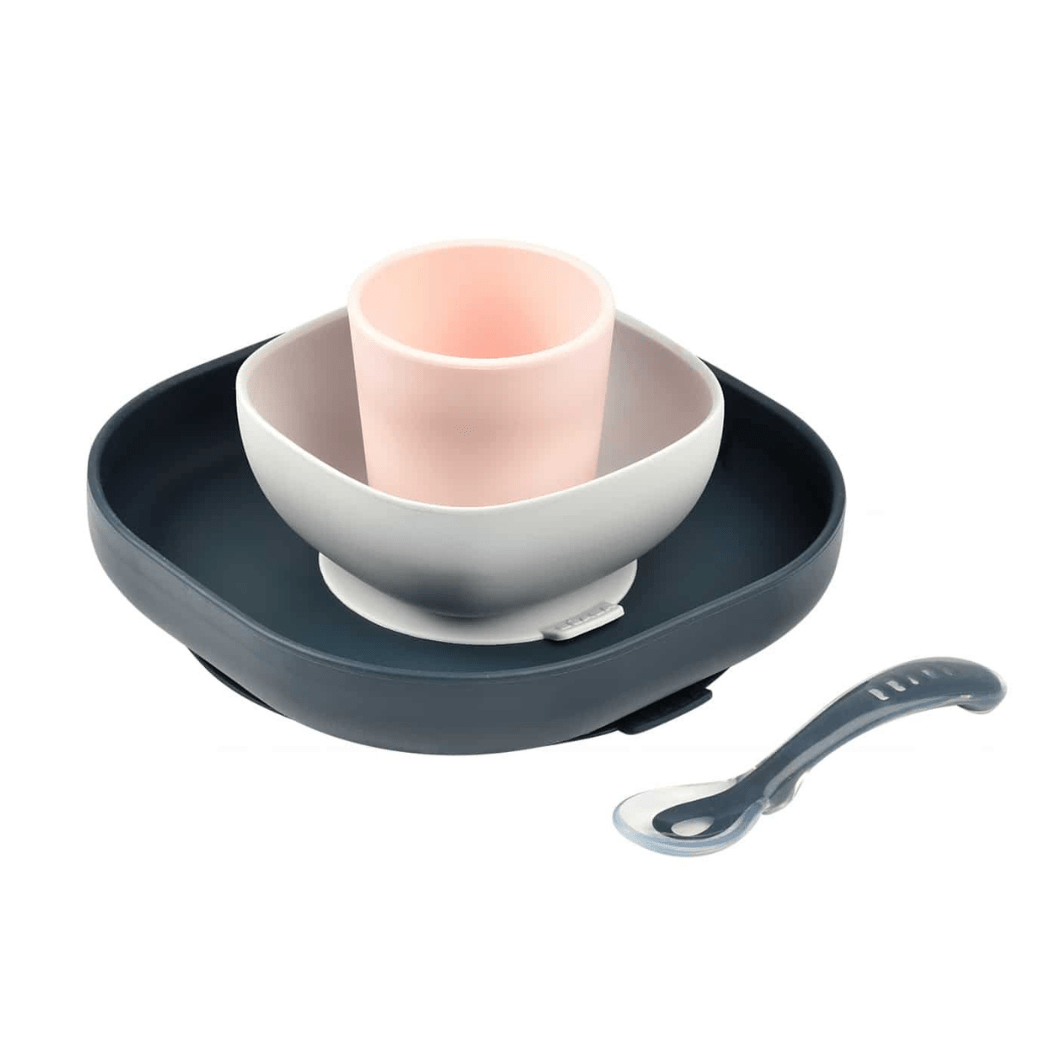 Beaba Silicone Suction Meal Set - Navy-1910112369334423552
