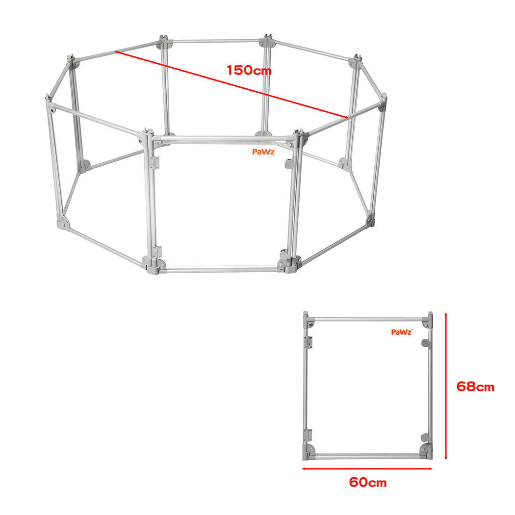 Pawz Pet Playpen Transparent Acrylic Clear Folding Dog Fence Kennel 8 Panel-1942353802489368578