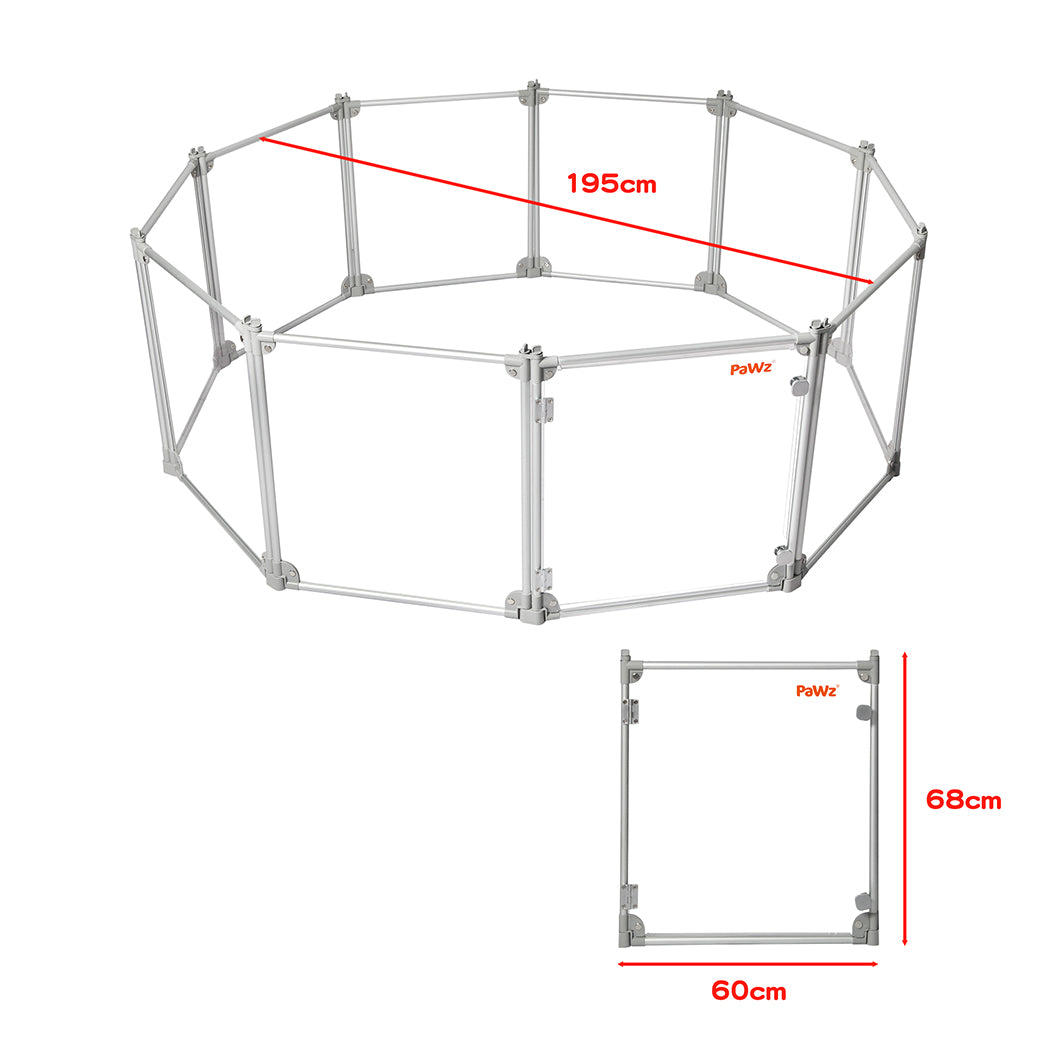 Pawz Pet Playpen Transparent Acrylic Clear Folding Dog Fence Kennel 10 Panel-1942353802841690114