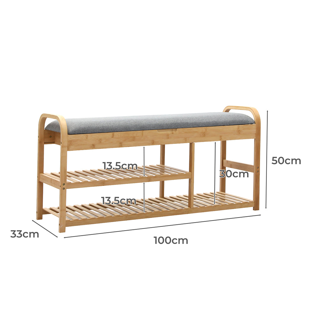 Levede Bamboo Shoe Rack Bench Entryway Seat-1942353619991007234