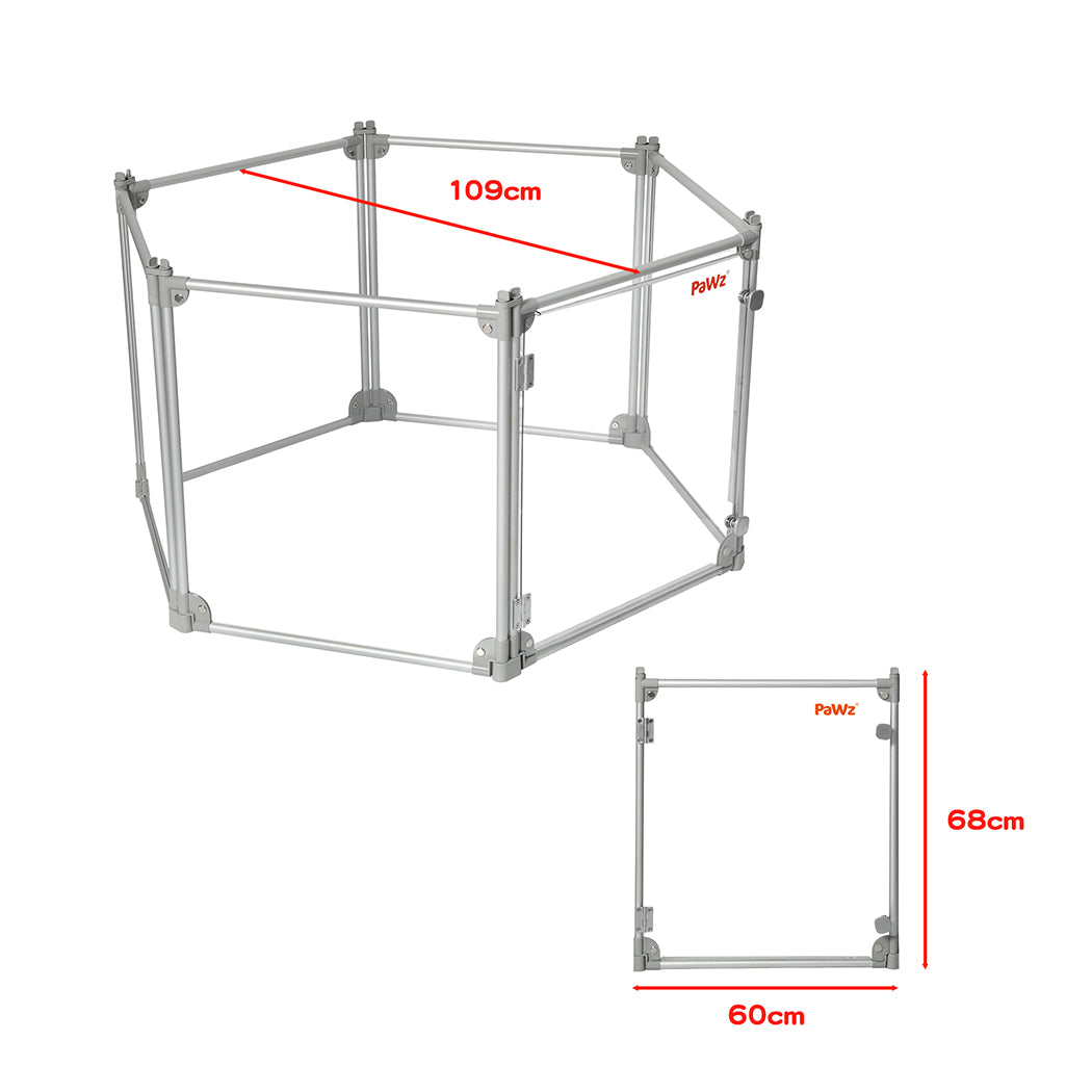 Pawz Pet Playpen Transparent Acrylic Clear Folding Dog Fence Kennel 6 Panel-1942353801956691970