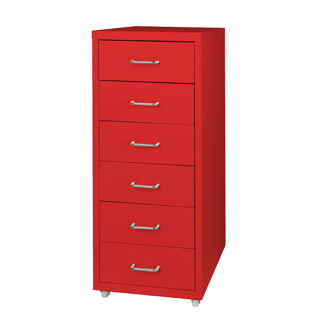 Levede 6 Drawer Office Cabinet Drawers Red-1922897593533337600