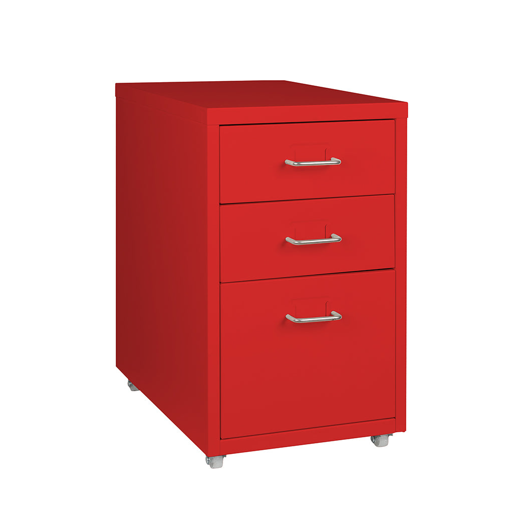 Levede 3 Drawer Office Drawers Cabinet Red-1910113086275194880