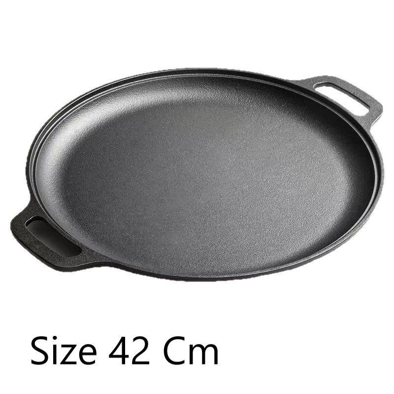Thick Uncoated Cast Iron Flat Griddle With Twin Handles, Solid Iron Pan for Pancakes, Pork Chops & Outdoor Grilling, Multi-Stove Compatible Cookware, Christmas & Halloween Gift for Home Cooks